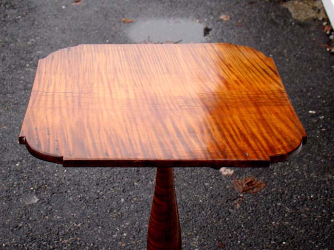 An exceptionally beautiful 18th century New England Chippendale style tilt-top candlestand in highly figured tiger maple circa 1770-1790. — image 2